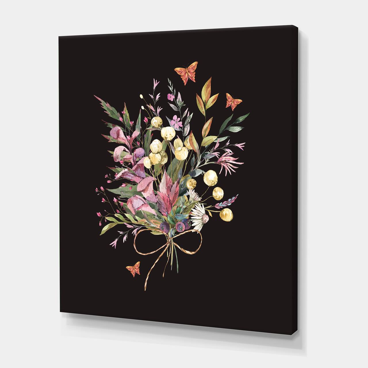 Designart - Vintage Floral Summer Wildflowers Arrangement - Traditional Canvas Wall Art Print